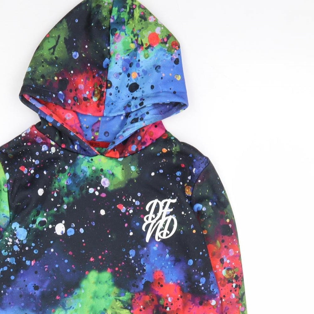 dfnd Boys Multicoloured Geometric Polyester Pullover Hoodie Size 13-14 Years Pullover - Paint Splatter