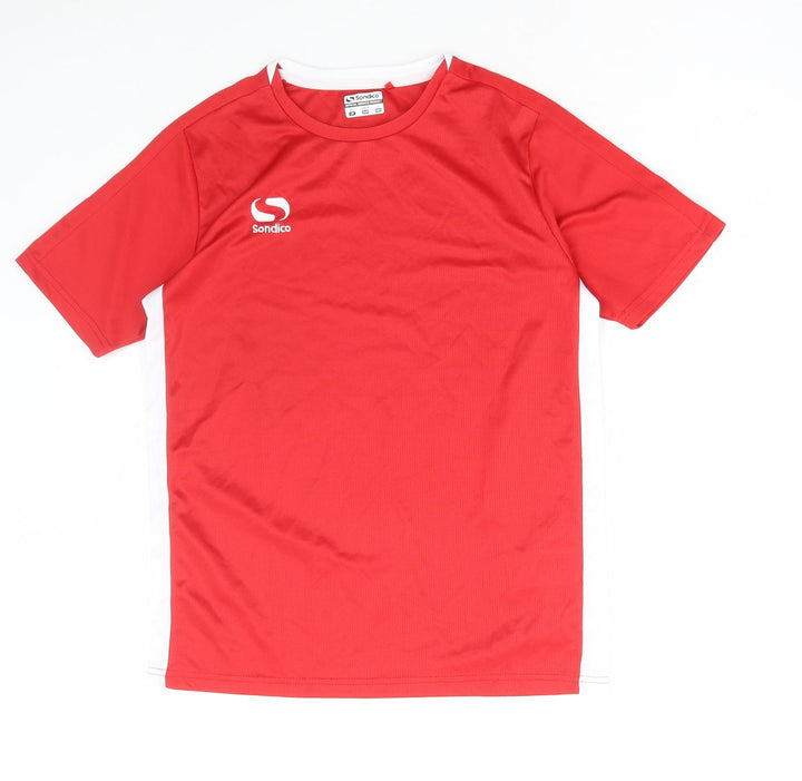 Sondico Boys Red Polyester Basic T-Shirt Size 13 Years Round Neck Pullover
