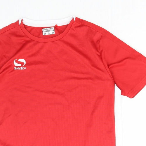Sondico Boys Red Polyester Basic T-Shirt Size 13 Years Round Neck Pullover