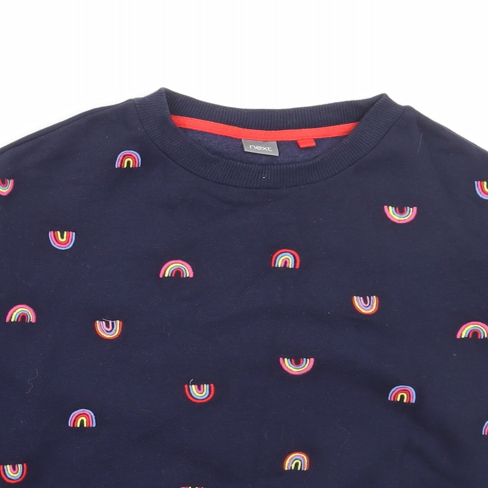 NEXT Girls Blue Geometric Cotton Pullover Sweatshirt Size 10 Years Pullover - Rainbow
