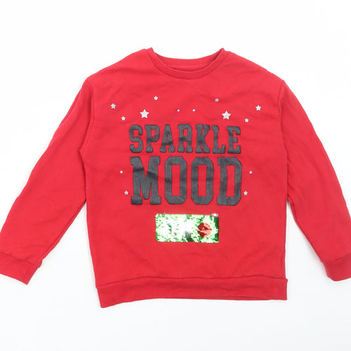 Dunnes Stores Boys Red Cotton Pullover Hoodie Size 9 Years Pullover - Sparkle Mood, Christmas