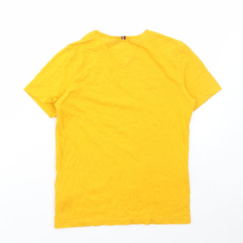 Tommy Hilfiger Boys Yellow Cotton Basic T-Shirt Size 10-11 Years Round Neck Pullover