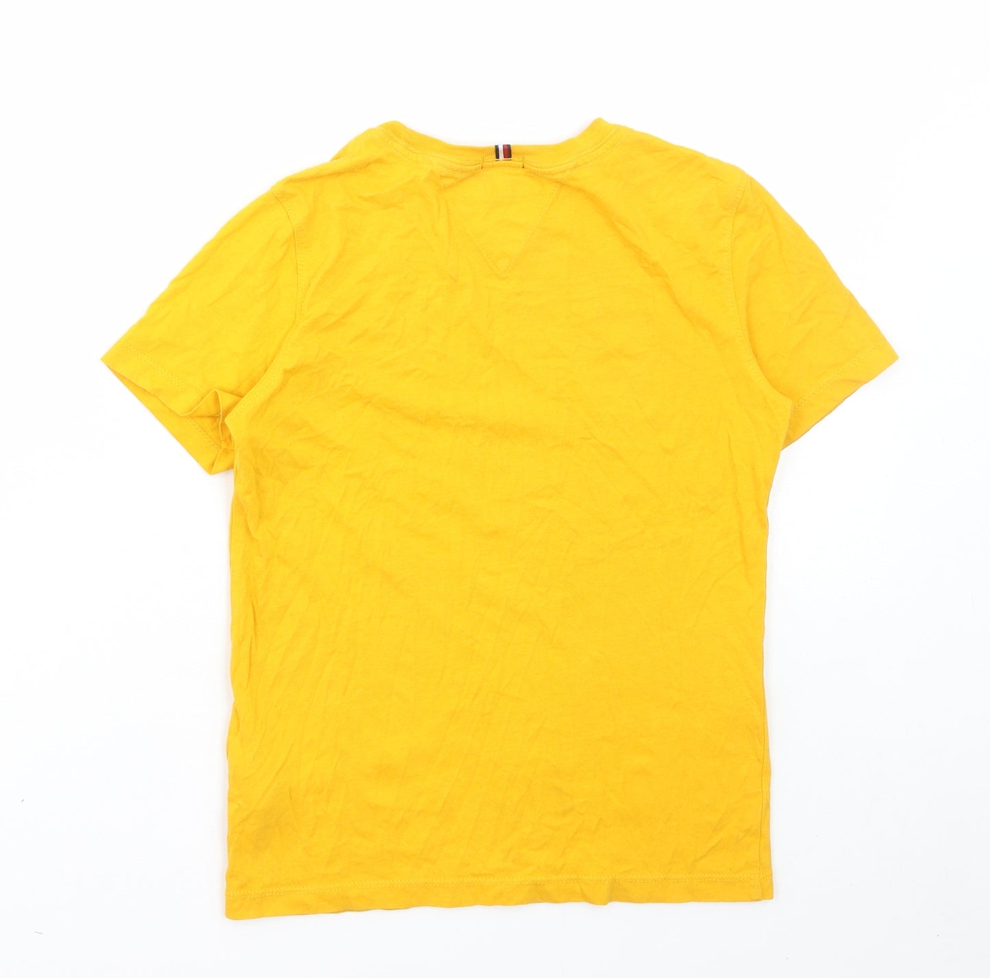 Tommy Hilfiger Boys Yellow Cotton Basic T-Shirt Size 10-11 Years Round Neck Pullover