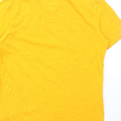 Tommy Hilfiger Boys Yellow Cotton Basic T-Shirt Size 10-11 Years Round Neck Pullover