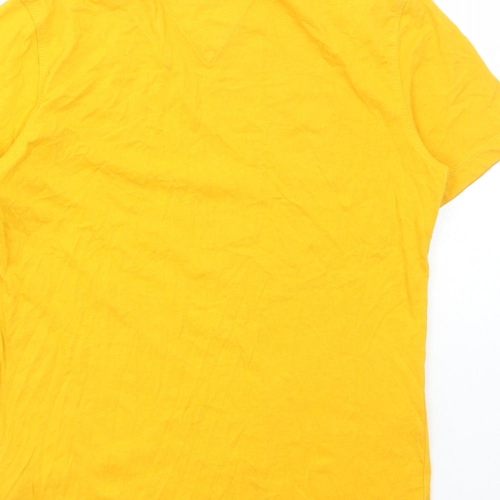 Tommy Hilfiger Boys Yellow Cotton Basic T-Shirt Size 10-11 Years Round Neck Pullover