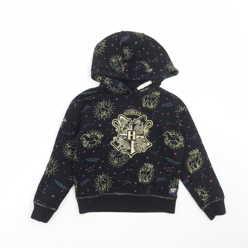 Marks and Spencer Boys Black Geometric Cotton Pullover Hoodie Size 6-7 Years Pullover - Harry Potter