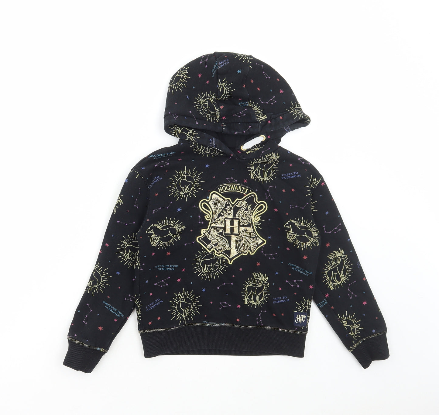 Marks and Spencer Boys Black Geometric Cotton Pullover Hoodie Size 6-7 Years Pullover - Harry Potter