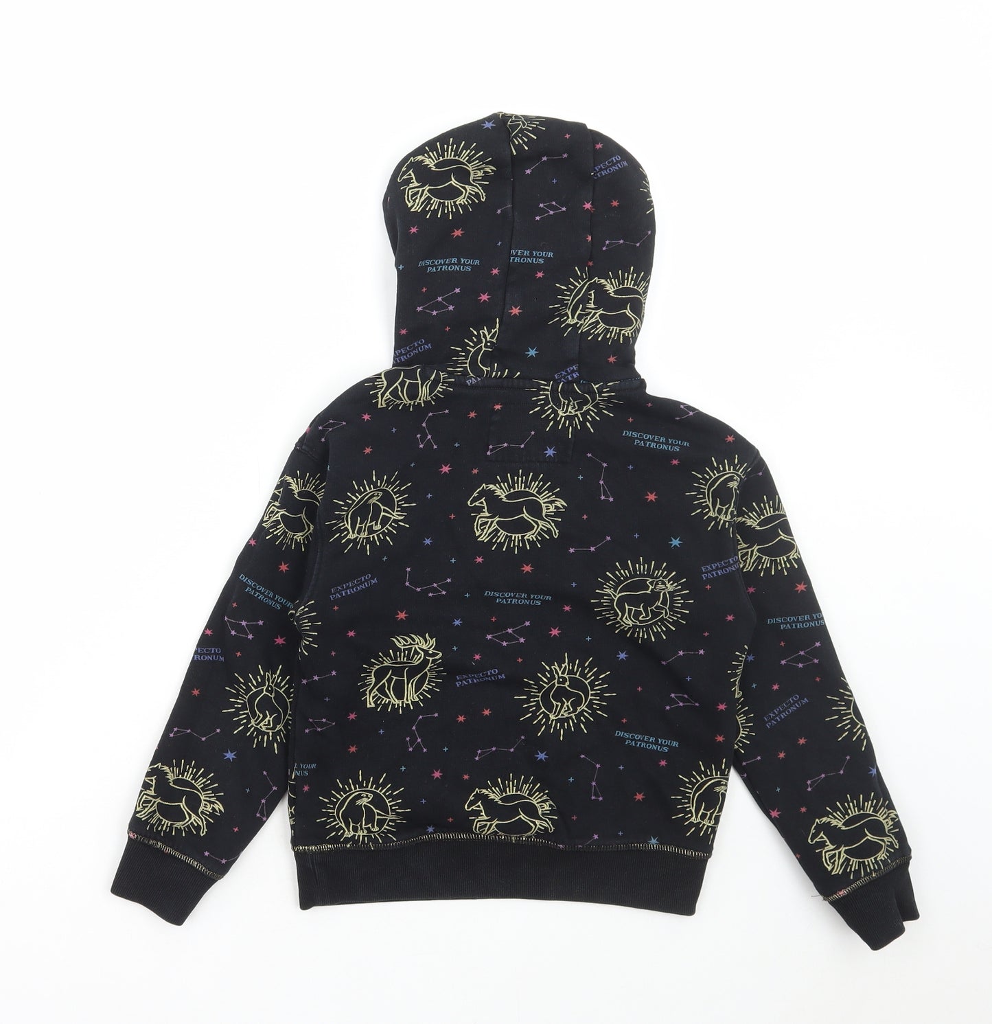 Marks and Spencer Boys Black Geometric Cotton Pullover Hoodie Size 6-7 Years Pullover - Harry Potter