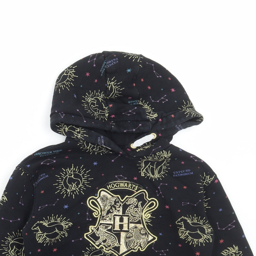 Marks and Spencer Boys Black Geometric Cotton Pullover Hoodie Size 6-7 Years Pullover - Harry Potter