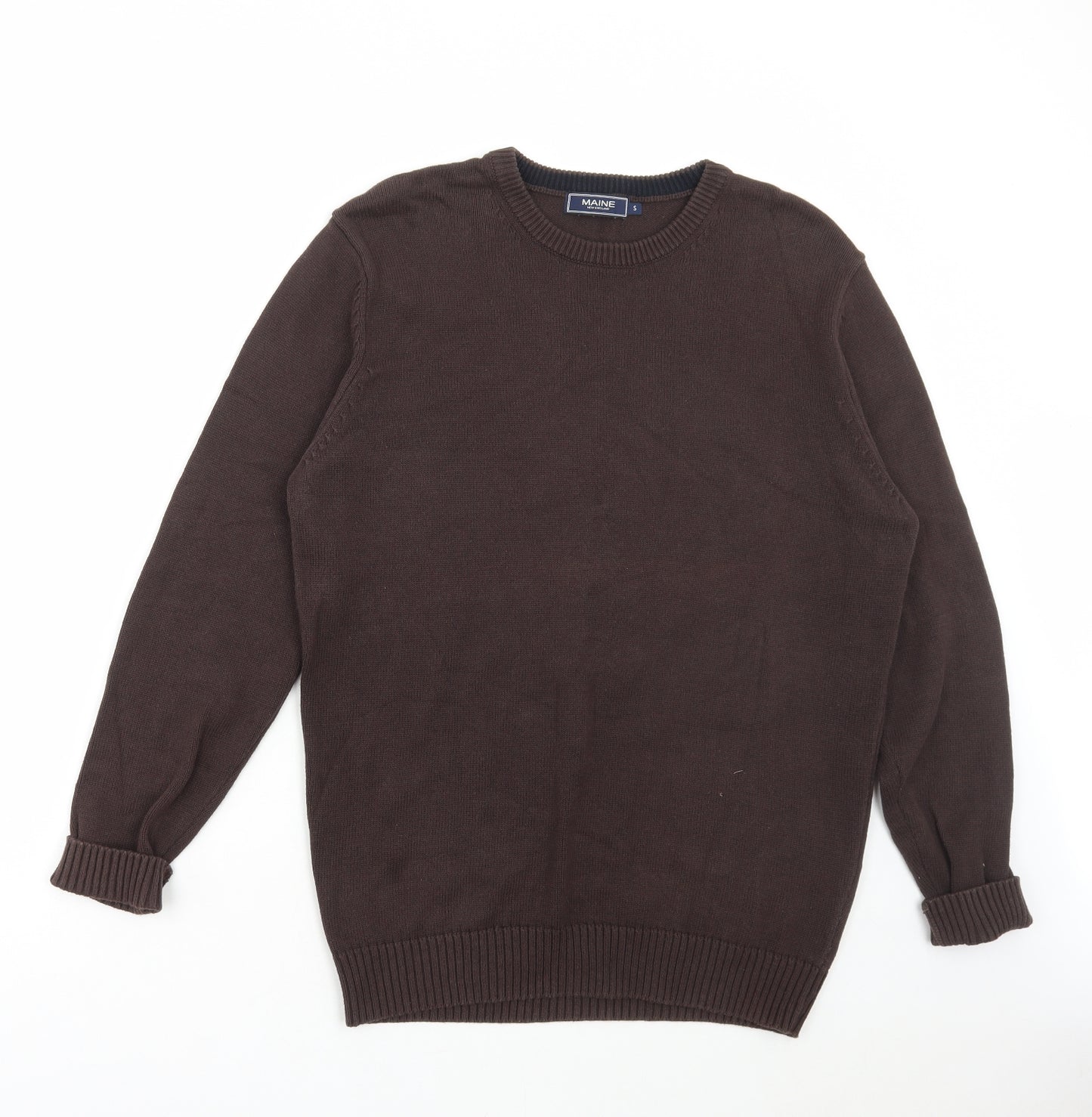 Debenhams Mens Brown Round Neck Cotton Pullover Jumper Size S