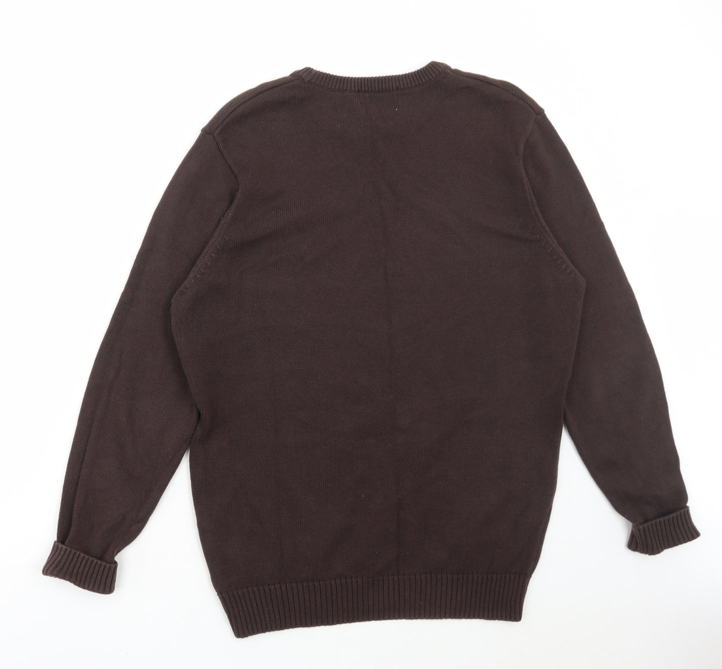 Debenhams Mens Brown Round Neck Cotton Pullover Jumper Size S