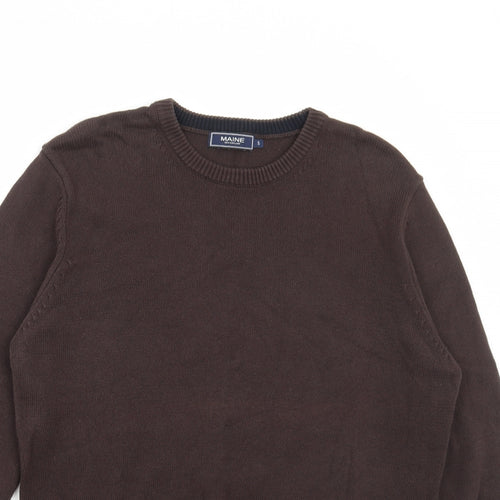 Debenhams Mens Brown Round Neck Cotton Pullover Jumper Size S