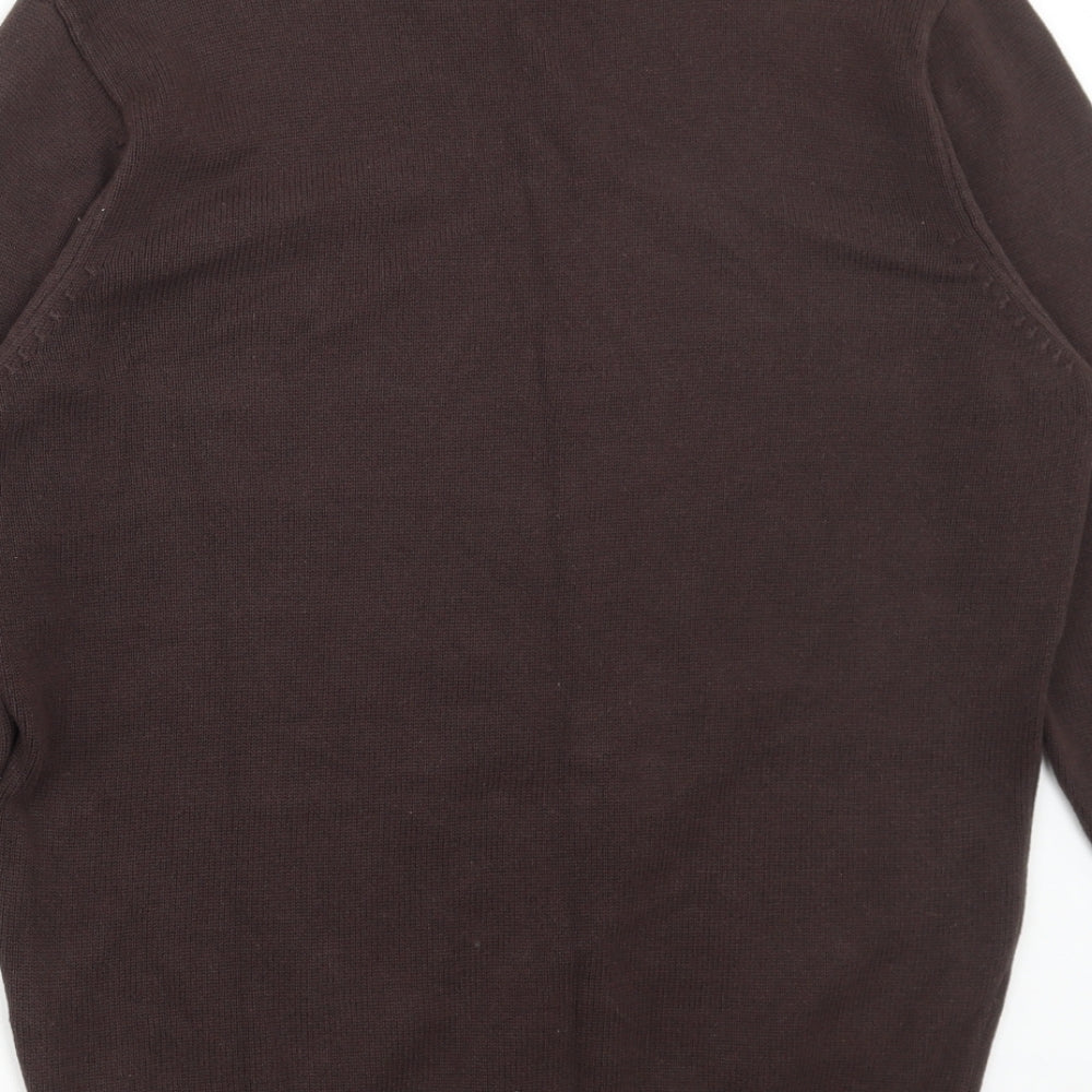 Debenhams Mens Brown Round Neck Cotton Pullover Jumper Size S