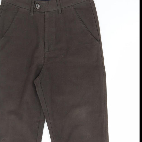 BHS Mens Brown Cotton Chino Trousers Size 32 in L29 in Regular Zip