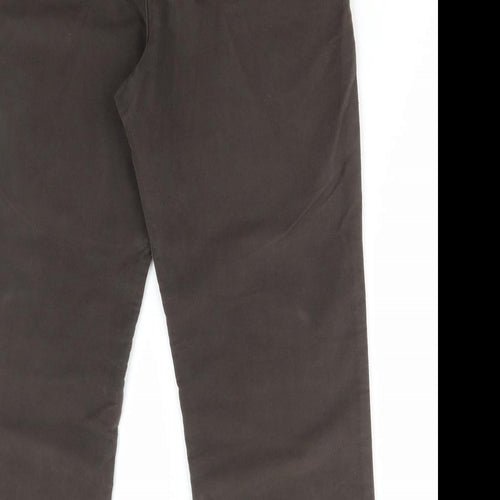 BHS Mens Brown Cotton Chino Trousers Size 32 in L29 in Regular Zip