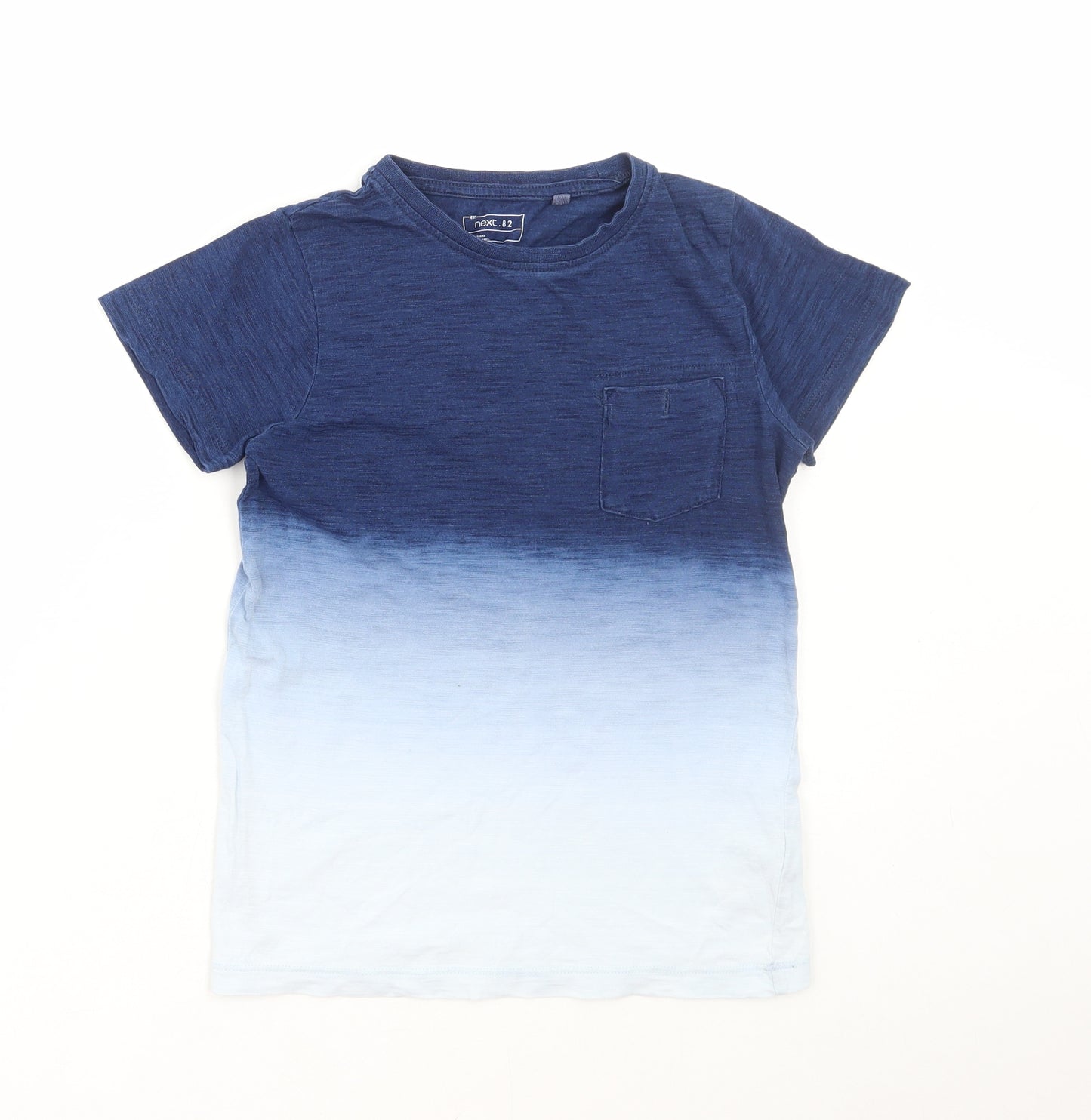 NEXT Boys Blue Cotton Basic T-Shirt Size 7 Years Round Neck Pullover - Ombre