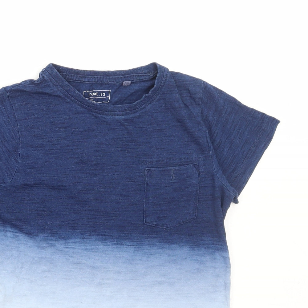 NEXT Boys Blue Cotton Basic T-Shirt Size 7 Years Round Neck Pullover - Ombre