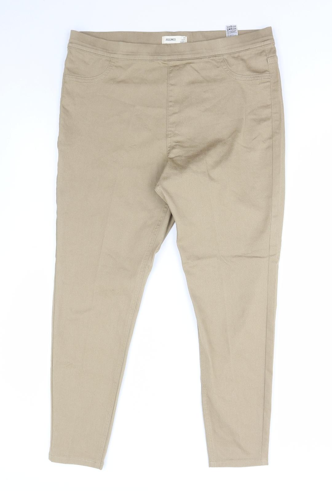 Marks and Spencer Womens Beige Cotton Jegging Trousers Size 16 L27 in Regular