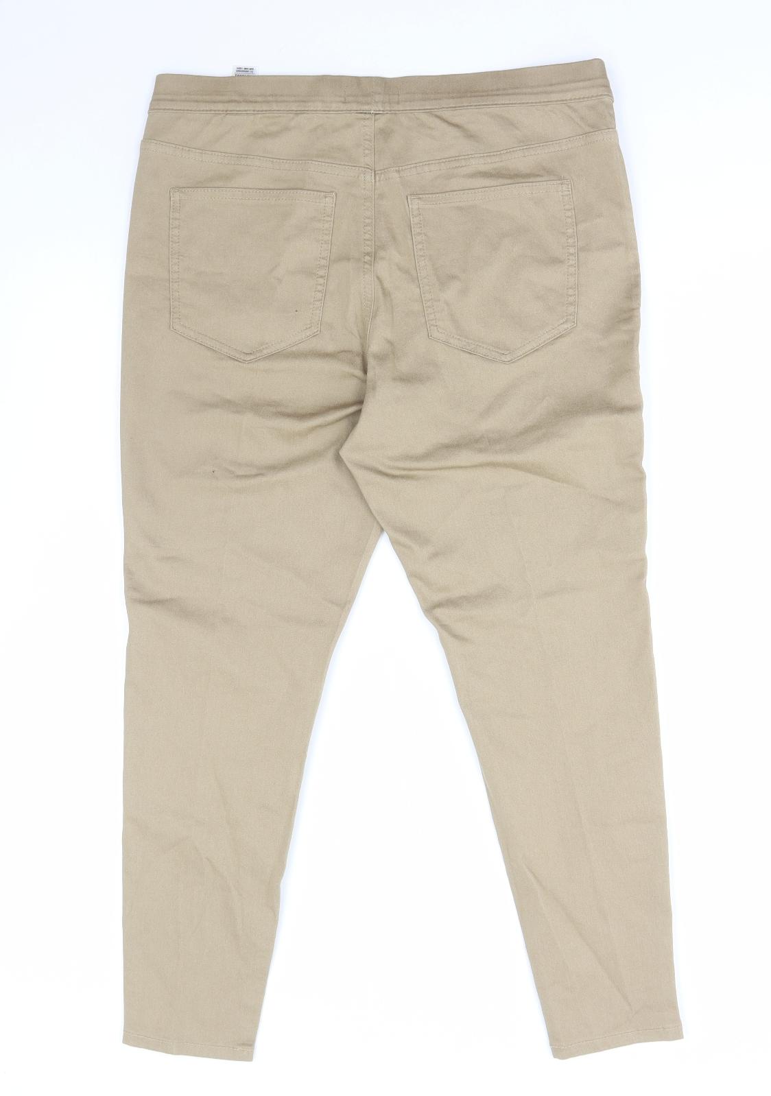 Marks and Spencer Womens Beige Cotton Jegging Trousers Size 16 L27 in Regular
