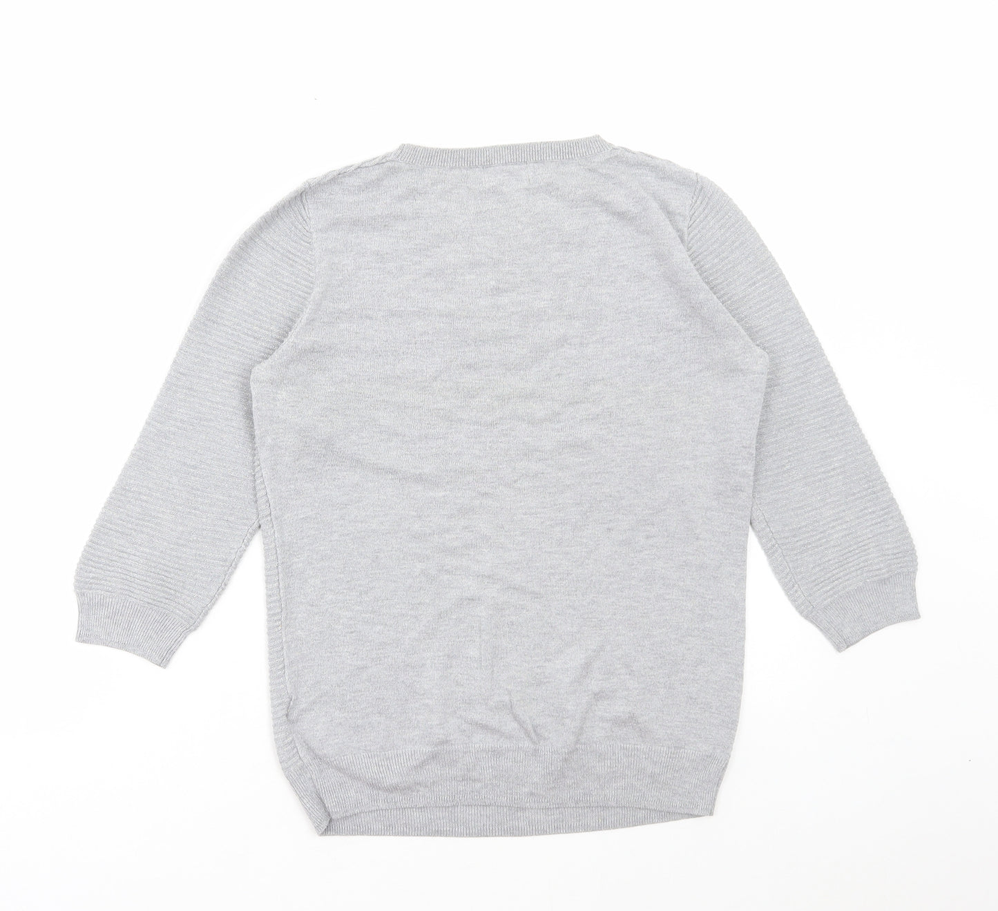 F&F Womens Grey Round Neck Viscose Pullover Jumper Size 10