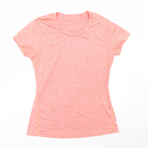 Icyzone Womens Orange Polyester Basic T-Shirt Size XS Round Neck Pullover