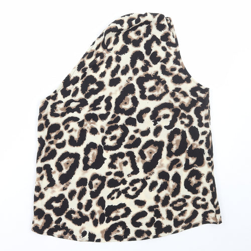 SheIn Womens Brown Animal Print Polyester Basic Tank Size M One Shoulder - Leopard Print