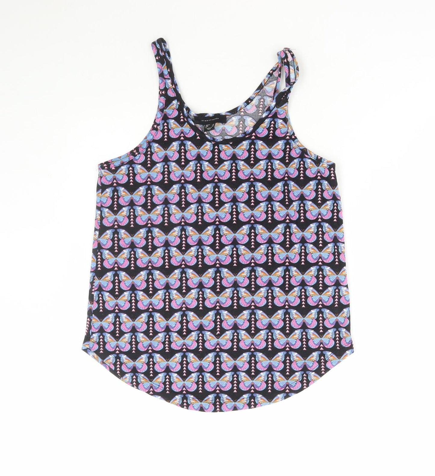 Atmosphere Womens Multicoloured Geometric Polyester Basic Tank Size 8 Round Neck