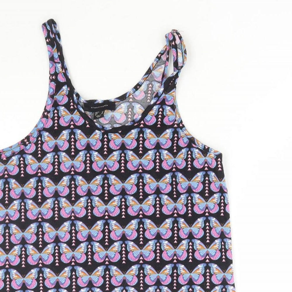 Atmosphere Womens Multicoloured Geometric Polyester Basic Tank Size 8 Round Neck