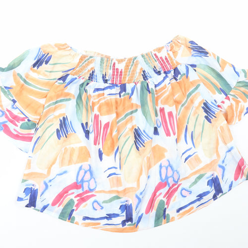 SheIn Womens Multicoloured Geometric Polyester Basic Blouse Size S Off the Shoulder