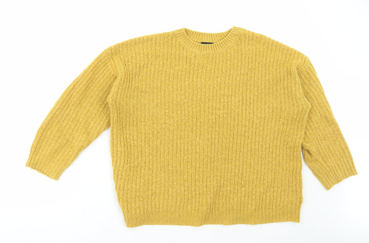 New Look Womens Yellow Crew Neck Acrylic Pullover Jumper Size M