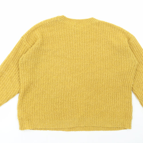 New Look Womens Yellow Crew Neck Acrylic Pullover Jumper Size M