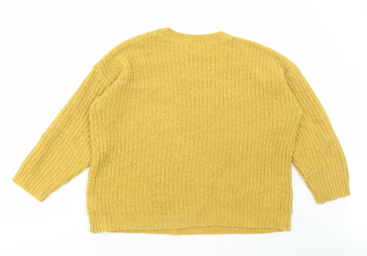 New Look Womens Yellow Crew Neck Acrylic Pullover Jumper Size M
