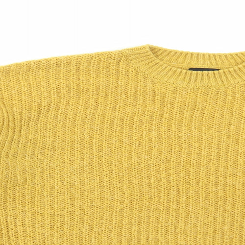 New Look Womens Yellow Crew Neck Acrylic Pullover Jumper Size M