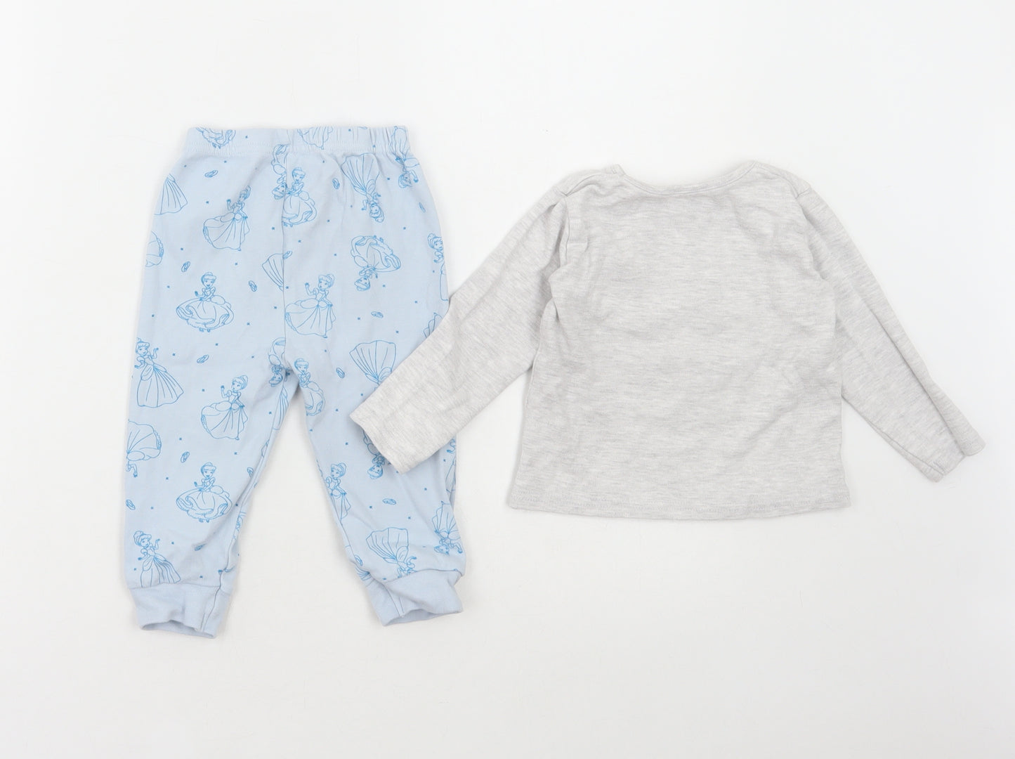Primark Girls Blue Geometric Cotton Set Pyjama Set Size 12-18 Months Pullover - Cinderella