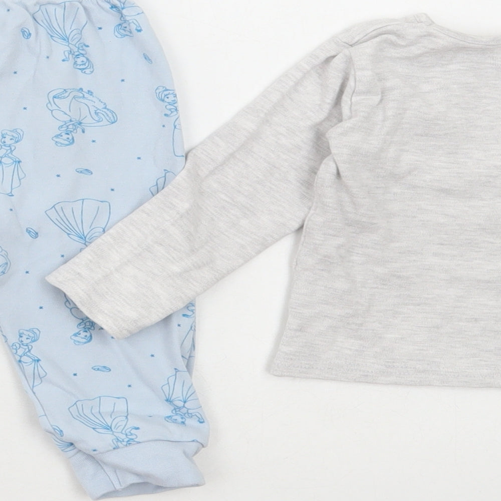 Primark Girls Blue Geometric Cotton Set Pyjama Set Size 12-18 Months Pullover - Cinderella