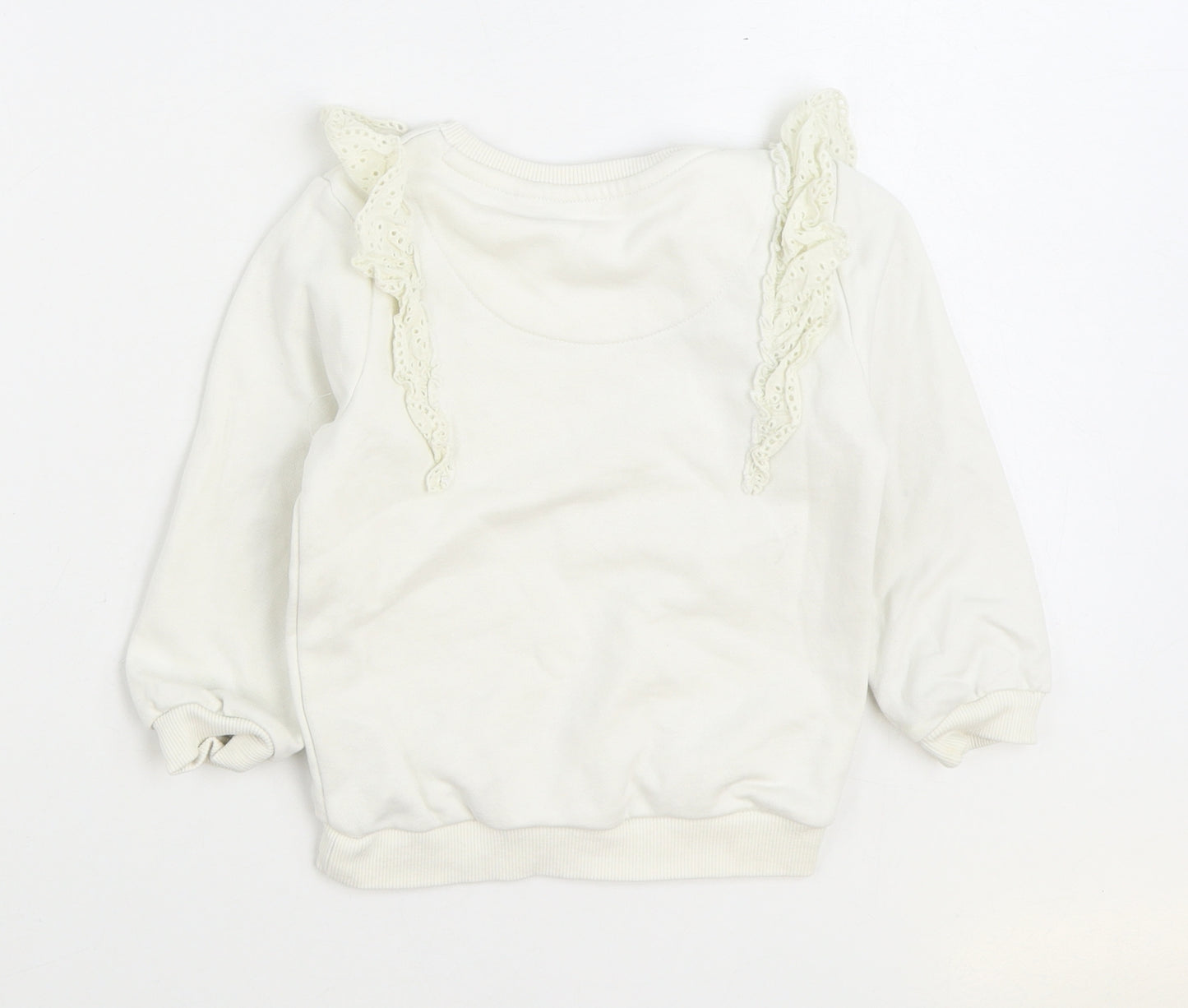 F&F Girls White Cotton Pullover Sweatshirt Size 3-4 Years Pullover