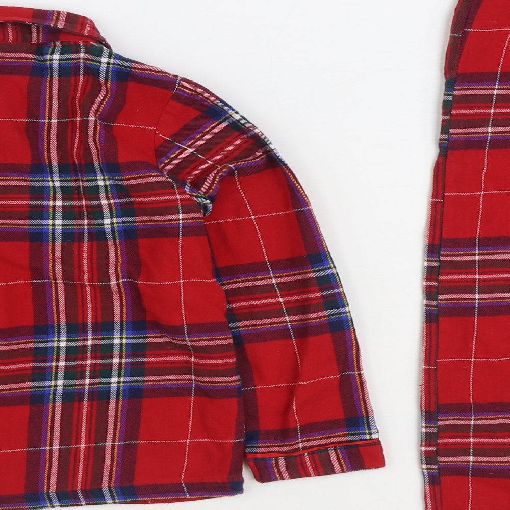 Primark Girls Red Plaid Cotton Top Pyjama Set Size 7-8 Years Button