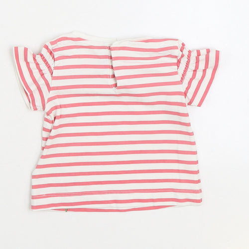Mayoral Girls Pink Striped Cotton Basic T-Shirt Size 12 Months Round Neck Button