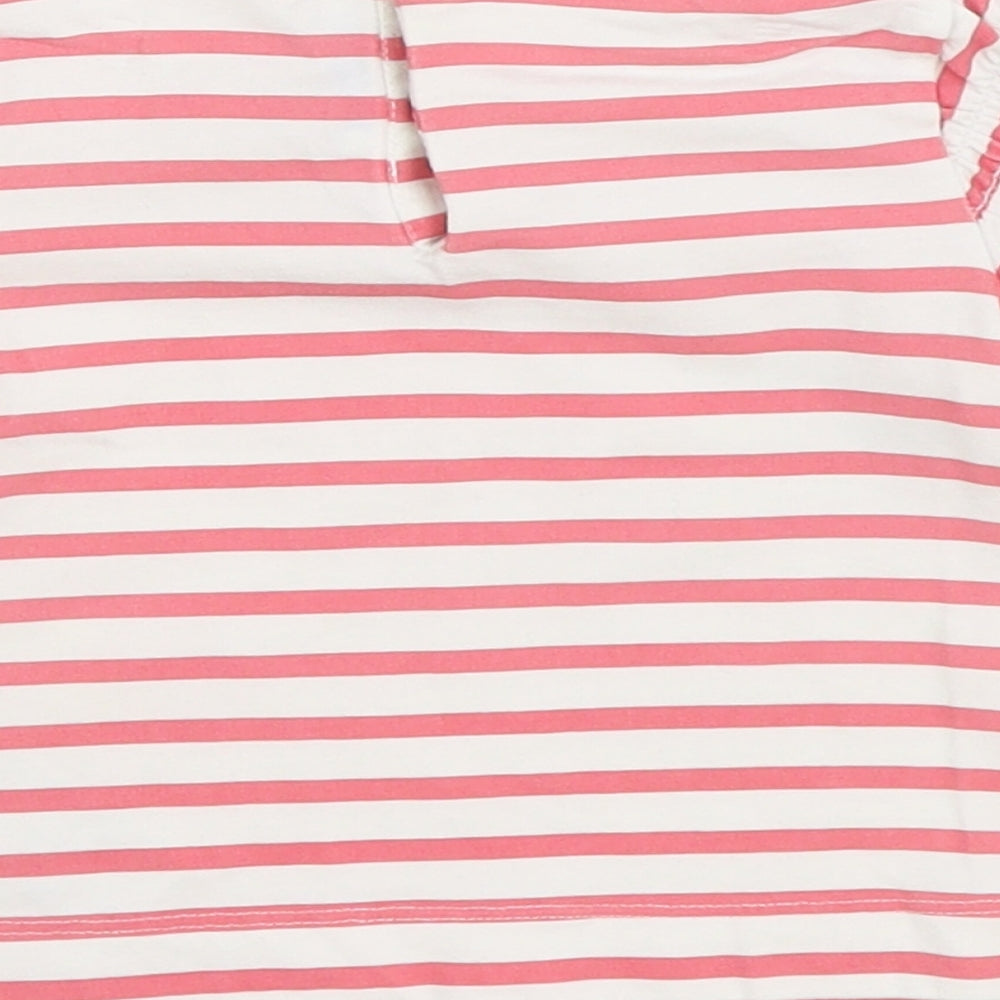 Mayoral Girls Pink Striped Cotton Basic T-Shirt Size 12 Months Round Neck Button