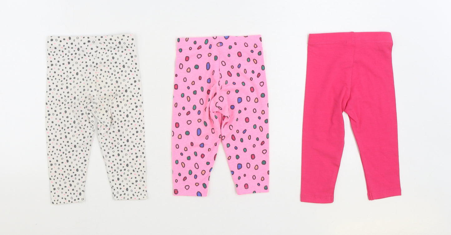 F&F Girls Multicoloured Geometric Cotton Trousers Set Outfit/Set Size 6-9 Months Pullover - Legging