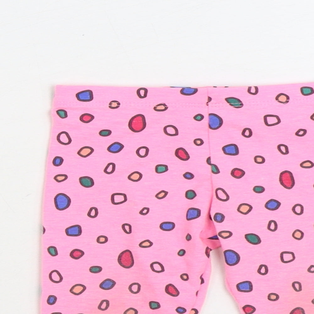 F&F Girls Multicoloured Geometric Cotton Trousers Set Outfit/Set Size 6-9 Months Pullover - Legging