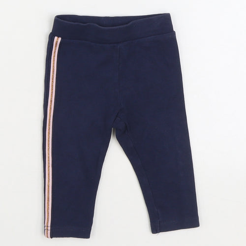 Dunnes Stores Girls Blue Cotton Jogger Trousers Size 6-9 Months Pullover - Legging