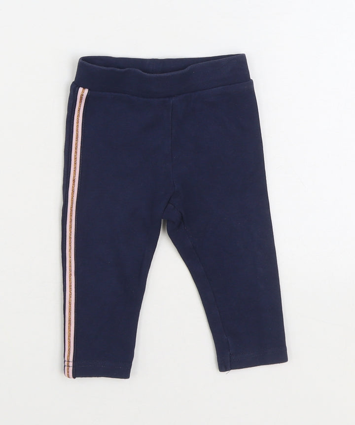 Dunnes Stores Girls Blue Cotton Jogger Trousers Size 6-9 Months Pullover - Legging