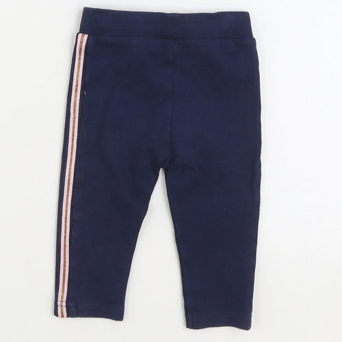 Dunnes Stores Girls Blue Cotton Jogger Trousers Size 6-9 Months Pullover - Legging