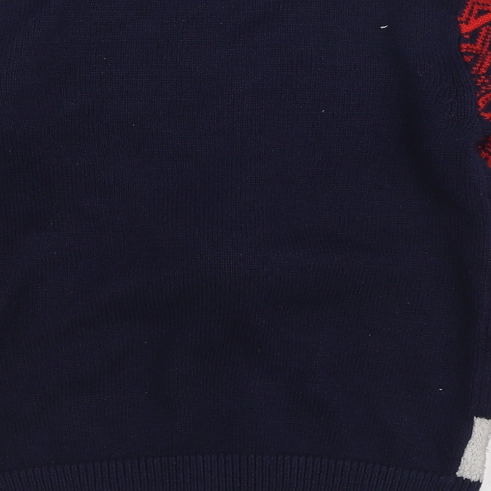 Dunnes Stores Girls Multicoloured Round Neck Geometric Acrylic Pullover Jumper Size 6-7 Years Pullover - Christmas Reindeer