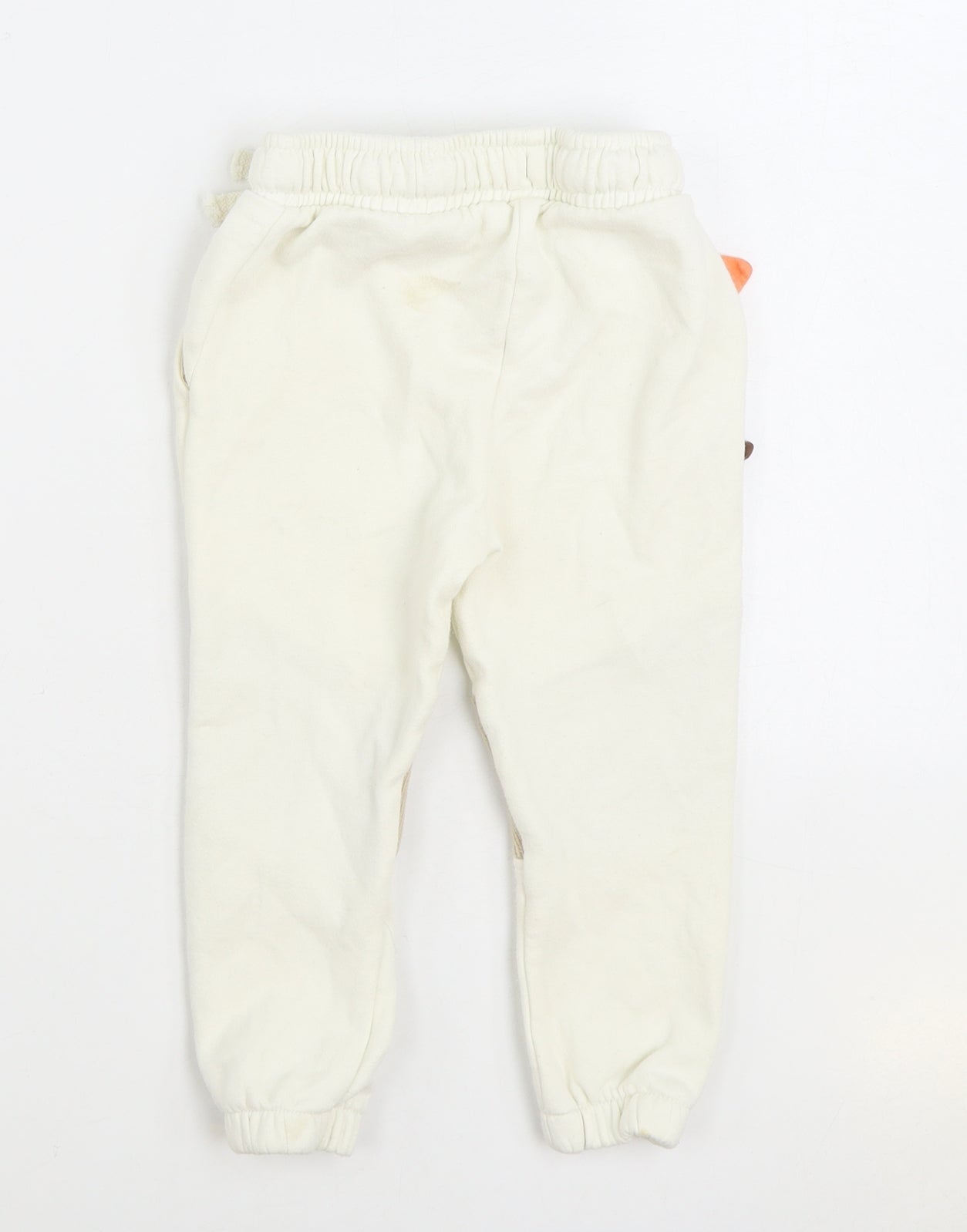 George Boys White Cotton Jogger Trousers Size 3-4 Years Regular Drawstring - Dinosaur