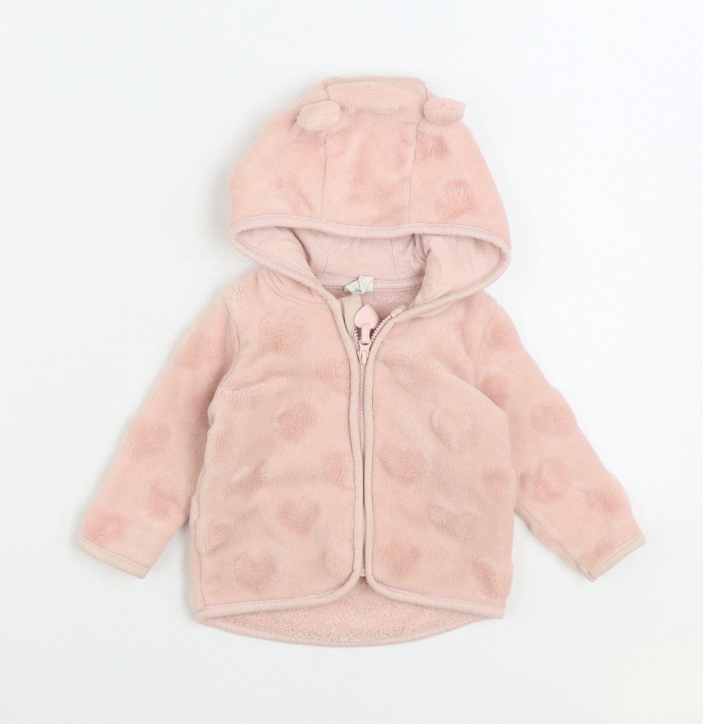 H&M Girls Pink Geometric Jacket Size 3-6 Months Zip - Hearts