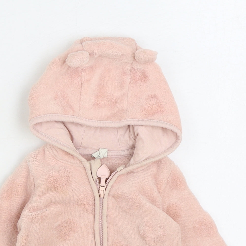 H&M Girls Pink Geometric Jacket Size 3-6 Months Zip - Hearts