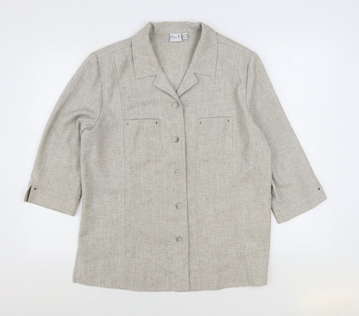 Oscar B Womens Beige Jacket Blazer Size 16 Button
