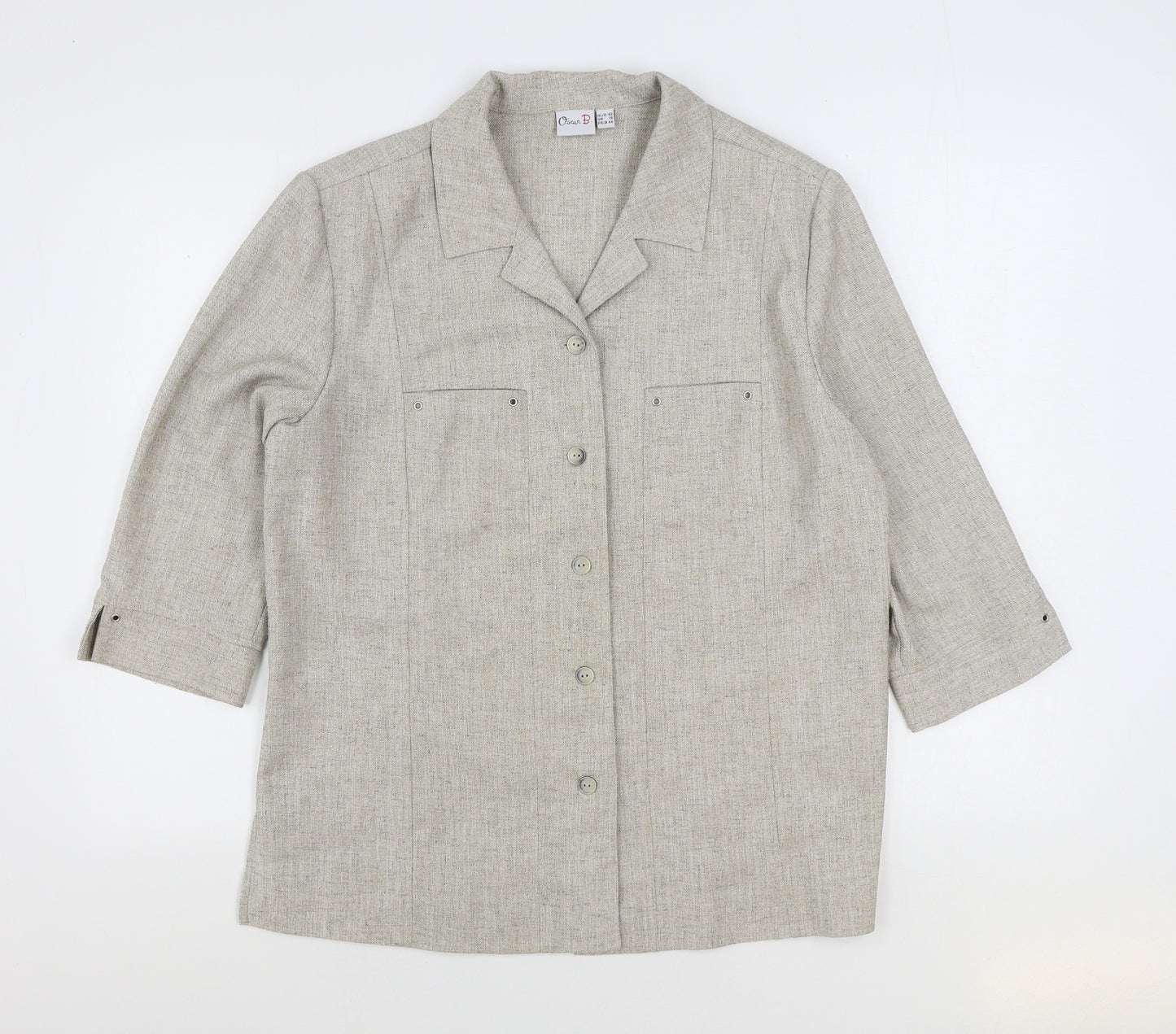Oscar B Womens Beige Jacket Blazer Size 16 Button